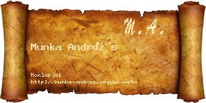 Munka András névjegykártya